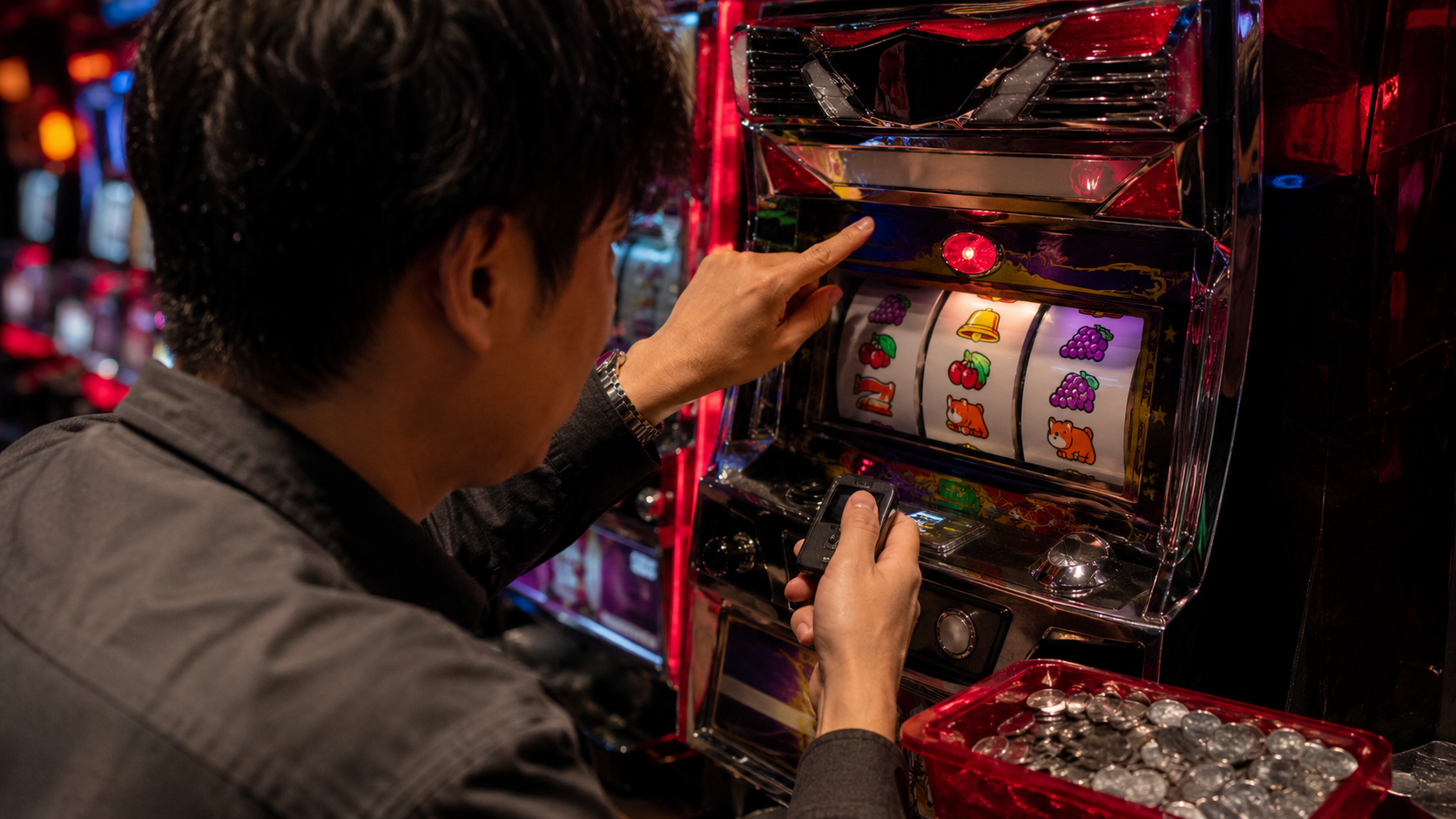 複数の設定判別材料を確認しながら遊技する客