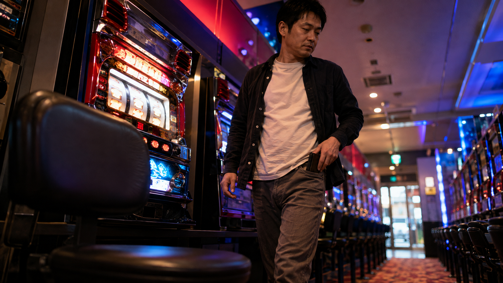 根拠が崩れた台を離れて遊技を終了する客