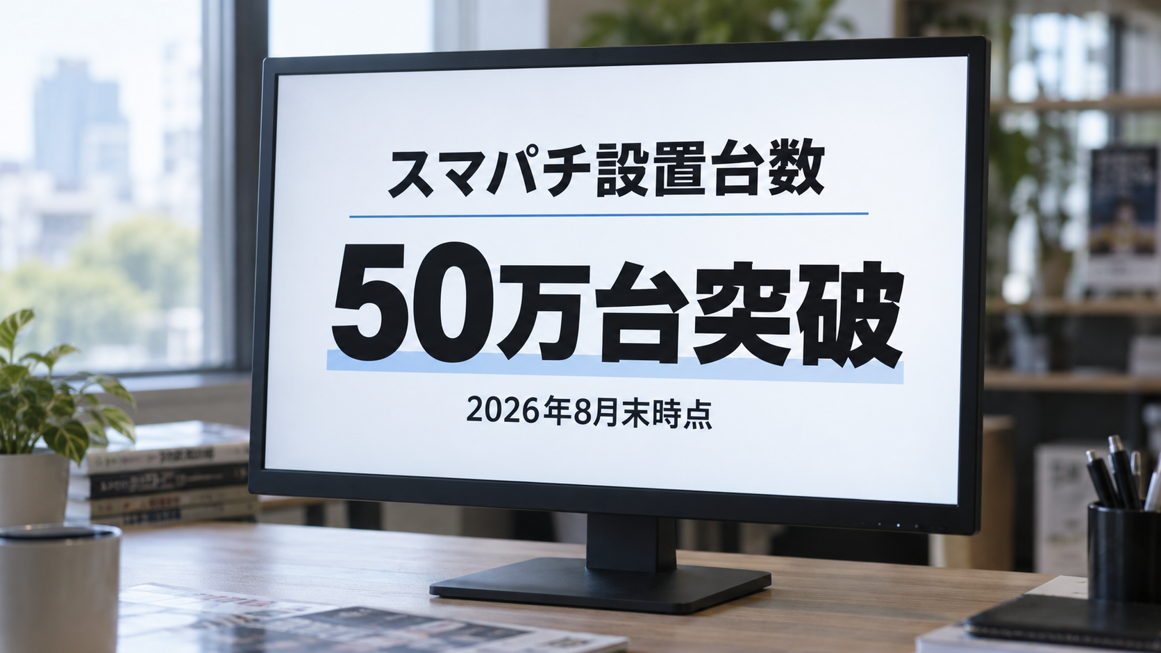 2026年8月末時点でスマパチ設置50万台突破と示す編集用画面