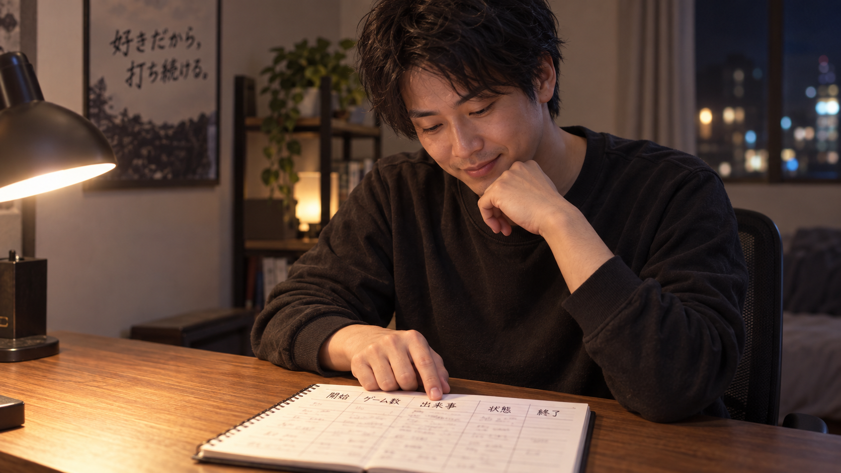 自宅で実戦ノートの終了欄まで読み返す成人